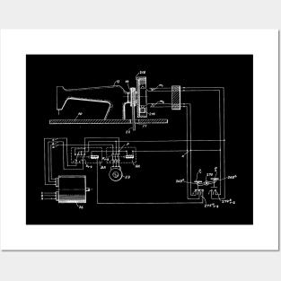 Driving Arrangements for Sewing Machine Vintage Patent Hand Drawing Posters and Art